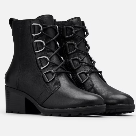 Sorel Shoes - Sorel NWT Black Cate Lace-Up All-Leather Bootie Size 6.5